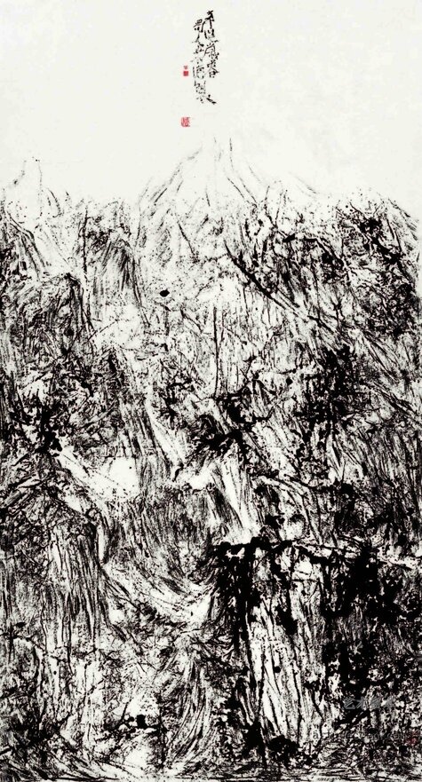 冬至寒林图 曾来德 焦墨136X68cm 2005年